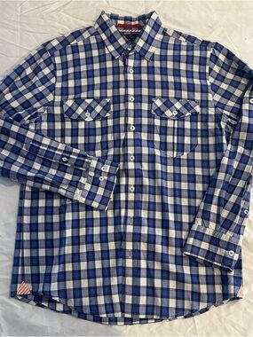 Men's Blue Plaid Button-Down Casual Shirt